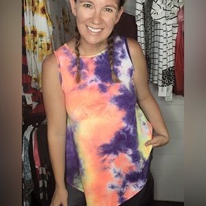 Heimish tank with fabulous stretch and vibrant tie dye.